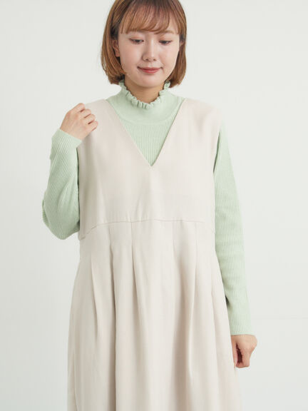 【マシンウォッシャブル】もちもちリブフリルタートルネックニット（オフホワイト/ブラック/モカ/グリーン）｜Samansa Mos2（サマンサ モスモス）通販