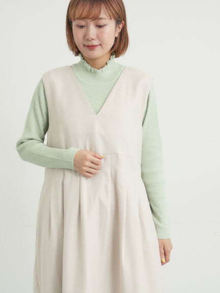 【マシンウォッシャブル】もちもちリブフリルタートルネックニット（オフホワイト/ブラック/モカ/グリーン）｜Samansa Mos2（サマンサ モスモス）通販