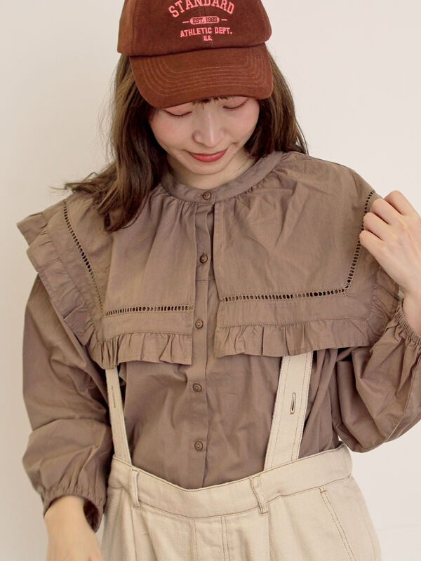 ビッグカラーブラウス（ブラウン）｜Samansa Mos2（サマンサ モスモス）通販