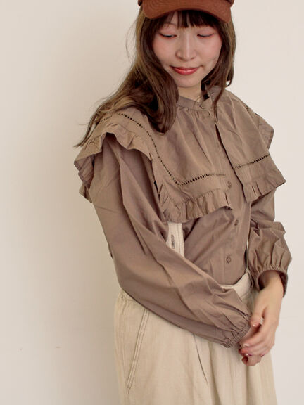 ビッグカラーブラウス（オフホワイト/ブラック/ブラウン）｜Samansa Mos2（サマンサ モスモス）通販