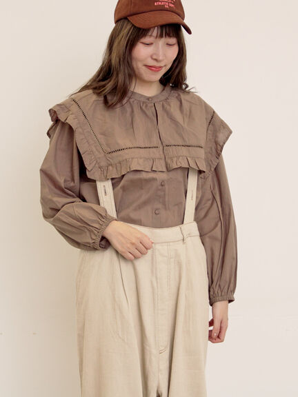 ビッグカラーブラウス（オフホワイト/ブラック/ブラウン）｜Samansa Mos2（サマンサ モスモス）通販