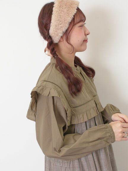 ビッグカラーブラウス（オフホワイト/ブラック/ブラウン）｜Samansa Mos2（サマンサ モスモス）通販