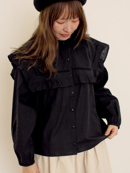 ビッグカラーブラウス（オフホワイト/ブラック/ブラウン）｜Samansa Mos2（サマンサ モスモス）通販