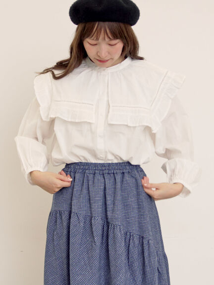 ビッグカラーブラウス（オフホワイト/ブラック/ブラウン）｜Samansa Mos2（サマンサ モスモス）通販