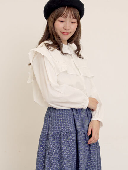 ビッグカラーブラウス（オフホワイト/ブラック/ブラウン）｜Samansa Mos2（サマンサ モスモス）通販