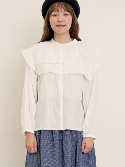 ビッグカラーブラウス（オフホワイト/ブラック/ブラウン）｜Samansa Mos2（サマンサ モスモス）通販