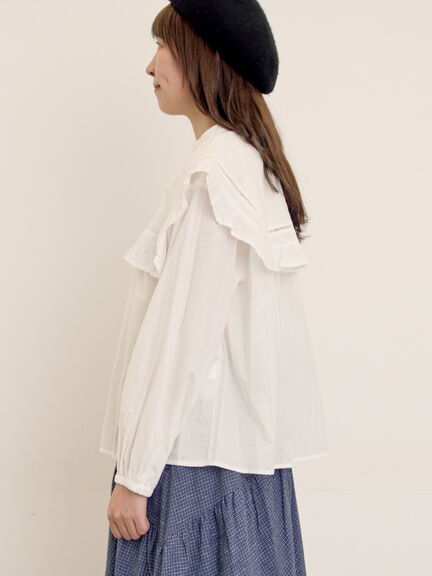 ビッグカラーブラウス（オフホワイト/ブラック/ブラウン）｜Samansa Mos2（サマンサ モスモス）通販