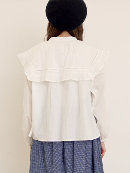 ビッグカラーブラウス（オフホワイト/ブラック/ブラウン）｜Samansa Mos2（サマンサ モスモス）通販