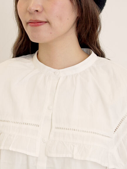 ビッグカラーブラウス（オフホワイト/ブラック/ブラウン）｜Samansa Mos2（サマンサ モスモス）通販