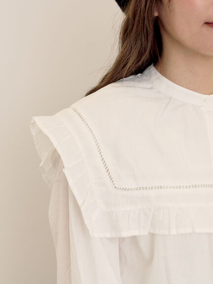 ビッグカラーブラウス（オフホワイト/ブラック/ブラウン）｜Samansa Mos2（サマンサ モスモス）通販