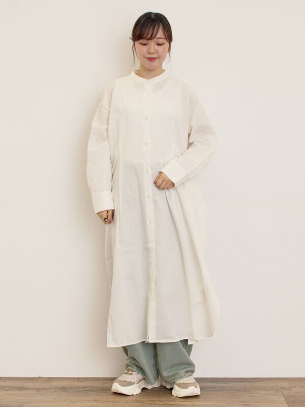 セール】 ◎タックシャツワンピース（ブラウン/ブルー/キナリ