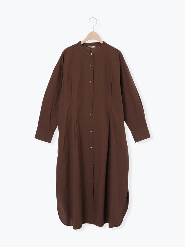 セール】 ◎タックシャツワンピース（ブラウン/ブルー/キナリ