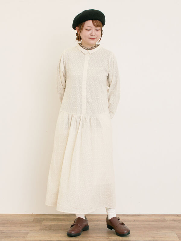 セール】 ◎刺繍ワンピース（グレー/チャコールグレー/キナリ