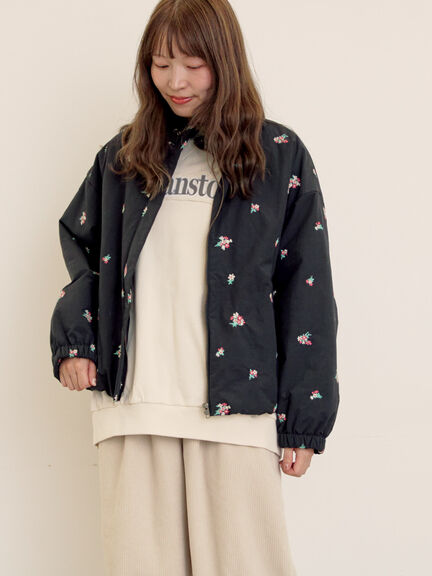 小花総刺繍中綿ジャケット（ブラック/オレンジ/キナリ）｜Samansa Mos2（サマンサ モスモス）通販