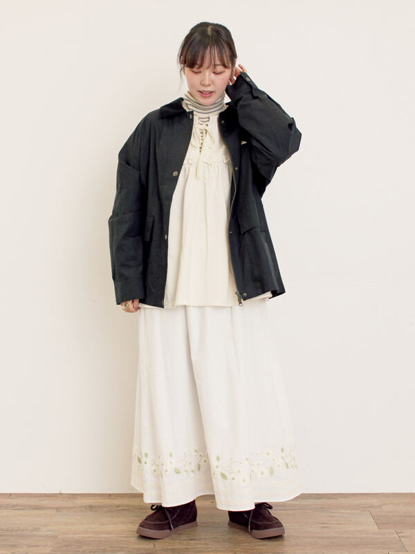 45R⭐ティアードスカート⭐ たっぷりギャザー花柄刺繍⭐size1 45R⭐ティアードスカート⭐ たっぷりギャザー花柄刺繍⭐size1