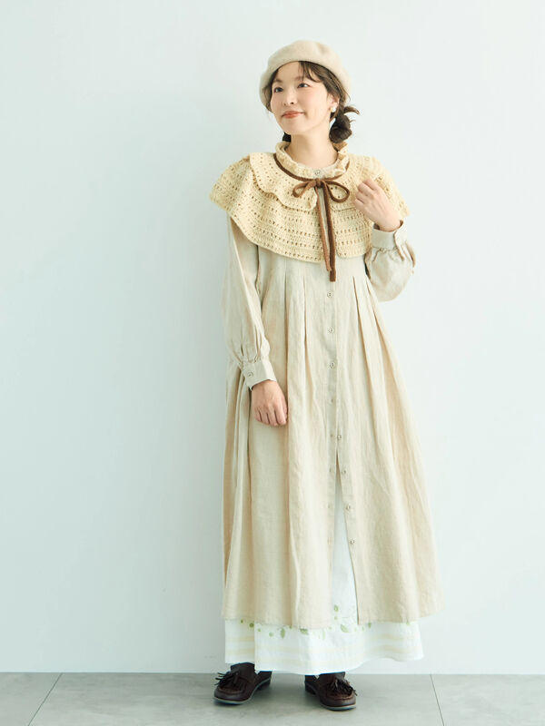 WEB限定】花柄刺繍ギャザースカート（ブラック/モカ/キナリ/ボトムス