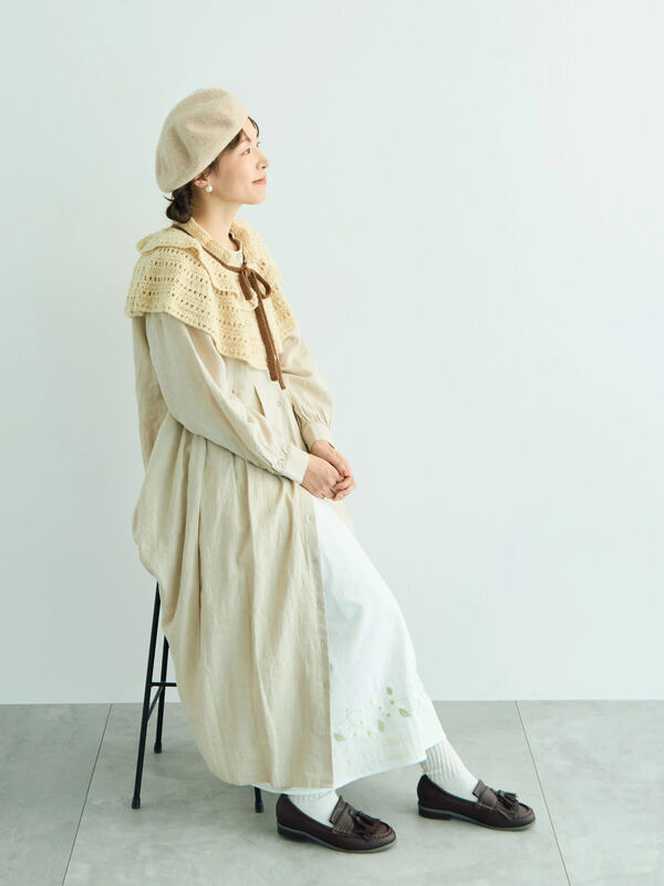 WEB限定】花柄刺繍ギャザースカート（ブラック/モカ/キナリ/ボトムス