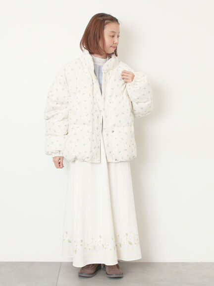 【WEB限定】花柄刺繍ギャザースカート（ブラック/モカ/キナリ）｜Samansa Mos2（サマンサ モスモス）通販