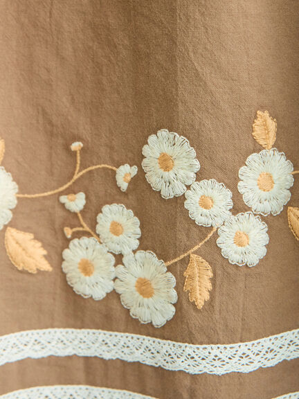 【WEB限定】花柄刺繍ギャザースカート（ブラック/モカ/キナリ）｜Samansa Mos2（サマンサ モスモス）通販