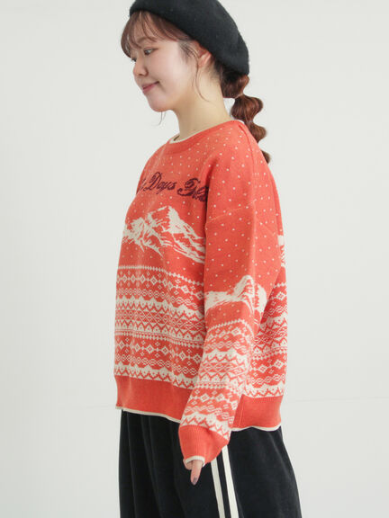 山柄ジャカードニット（チャコールグレー/オレンジ/ブルー/Ｓグレー）｜Samansa Mos2（サマンサ モスモス）通販