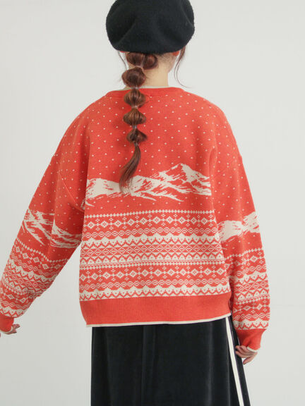 山柄ジャカードニット（チャコールグレー/オレンジ/ブルー/Ｓグレー）｜Samansa Mos2（サマンサ モスモス）通販