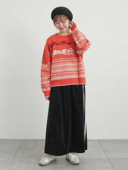 山柄ジャカードニット（チャコールグレー/オレンジ/ブルー/Ｓグレー）｜Samansa Mos2（サマンサ モスモス）通販