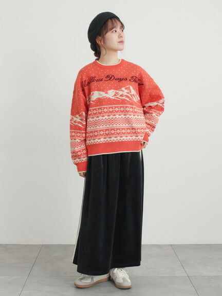 山柄ジャカードニット（チャコールグレー/オレンジ/ブルー/Ｓグレー）｜Samansa Mos2（サマンサ モスモス）通販