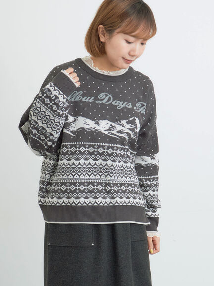 山柄ジャカードニット（チャコールグレー/オレンジ/ブルー/Ｓグレー）｜Samansa Mos2（サマンサ モスモス）通販