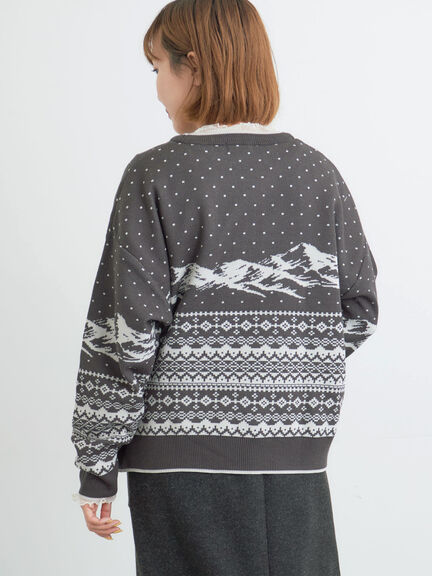 山柄ジャカードニット（チャコールグレー/オレンジ/ブルー/Ｓグレー）｜Samansa Mos2（サマンサ モスモス）通販