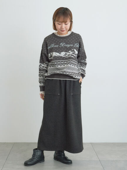 山柄ジャカードニット（チャコールグレー/オレンジ/ブルー/Ｓグレー）｜Samansa Mos2（サマンサ モスモス）通販