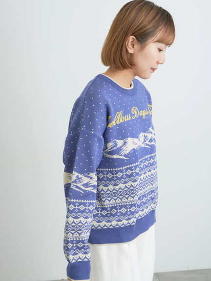 山柄ジャカードニット（チャコールグレー/オレンジ/ブルー/Ｓグレー）｜Samansa Mos2（サマンサ モスモス）通販