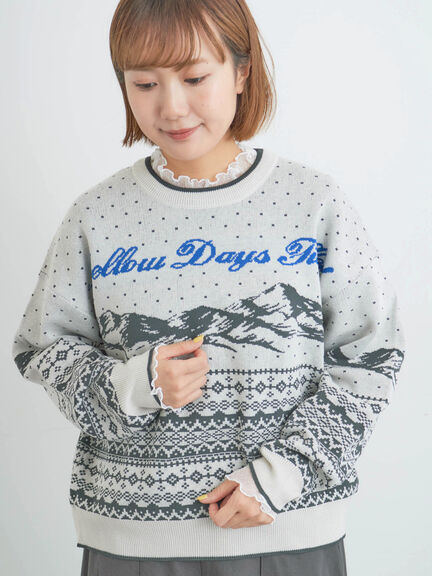 山柄ジャカードニット（チャコールグレー/オレンジ/ブルー/Ｓグレー）｜Samansa Mos2（サマンサ モスモス）通販