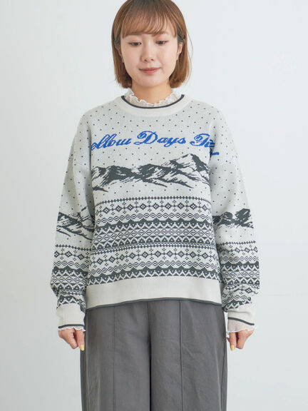 山柄ジャカードニット（チャコールグレー/オレンジ/ブルー/Ｓグレー）｜Samansa Mos2（サマンサ モスモス）通販