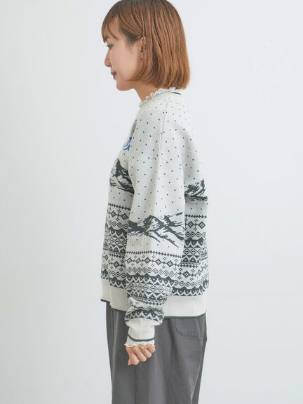 山柄ジャカードニット（チャコールグレー/オレンジ/ブルー/Ｓグレー）｜Samansa Mos2（サマンサ モスモス）通販