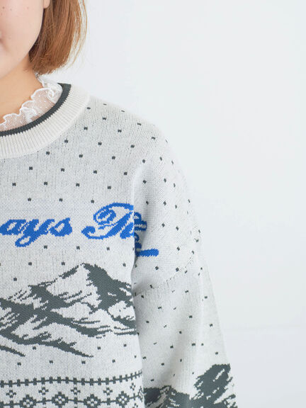 山柄ジャカードニット（チャコールグレー/オレンジ/ブルー/Ｓグレー）｜Samansa Mos2（サマンサ モスモス）通販