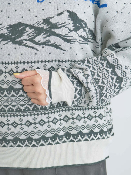 山柄ジャカードニット（チャコールグレー/オレンジ/ブルー/Ｓグレー）｜Samansa Mos2（サマンサ モスモス）通販