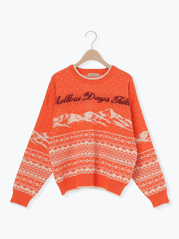 セール】 山柄ジャカードニット（チャコールグレー/オレンジ/ブルー/S