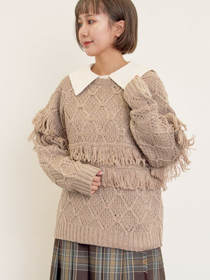 モスモスさま専用です♪ セール】 【Cross×Linen】セーラーカラーブラウス（レッド/ベージュ
