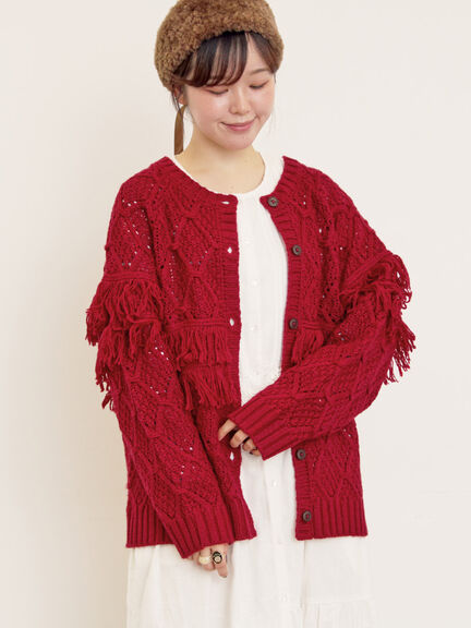 【Fluffy Wool Blend】フリンジ前後2WAYニット（オフホワイト/レッド/ベージュ）｜Samansa Mos2（サマンサ モスモス）通販
