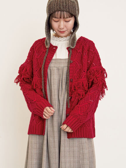 【Fluffy Wool Blend】フリンジ前後2WAYニット（オフホワイト/レッド/ベージュ）｜Samansa Mos2（サマンサ モスモス）通販