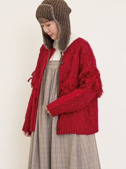 【Fluffy Wool Blend】フリンジ前後2WAYニット（オフホワイト/レッド/ベージュ）｜Samansa Mos2（サマンサ モスモス）通販