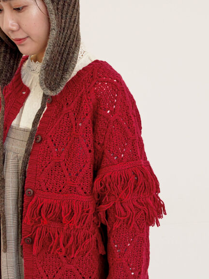 【Fluffy Wool Blend】フリンジ前後2WAYニット（オフホワイト/レッド/ベージュ）｜Samansa Mos2（サマンサ モスモス）通販