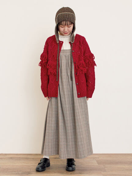 【Fluffy Wool Blend】フリンジ前後2WAYニット（オフホワイト/レッド/ベージュ）｜Samansa Mos2（サマンサ モスモス）通販