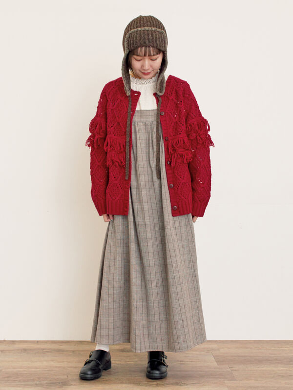 セール】 【Fluffy Wool Blend】フリンジ前後2WAYニット（オフホワイト