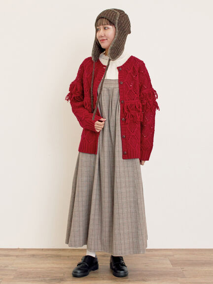 【Fluffy Wool Blend】フリンジ前後2WAYニット（オフホワイト/レッド/ベージュ）｜Samansa Mos2（サマンサ モスモス）通販