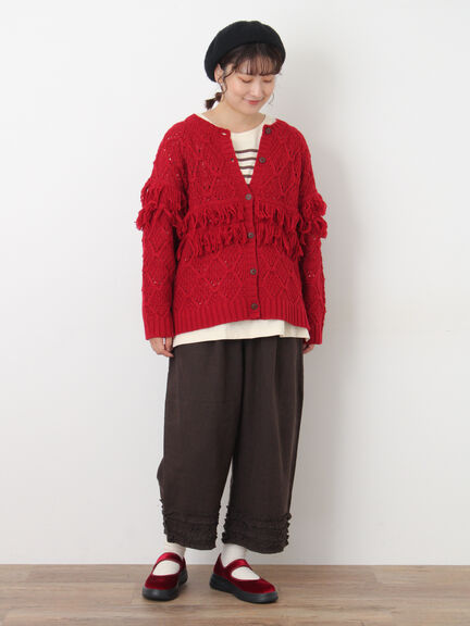 【Fluffy Wool Blend】フリンジ前後2WAYニット（オフホワイト/レッド/ベージュ）｜Samansa Mos2（サマンサ モスモス）通販