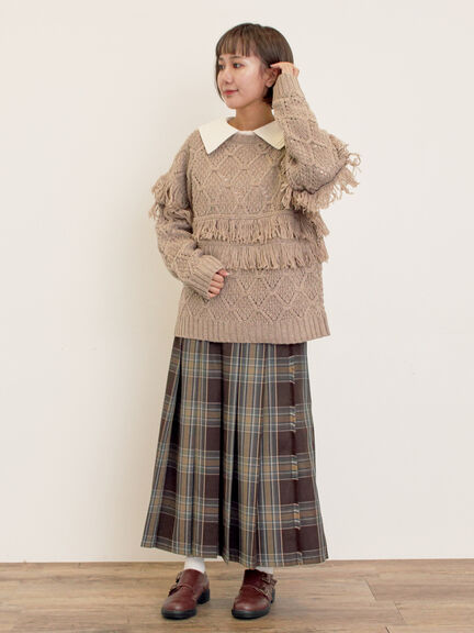 【Fluffy Wool Blend】フリンジ前後2WAYニット（オフホワイト/レッド/ベージュ）｜Samansa Mos2（サマンサ モスモス）通販