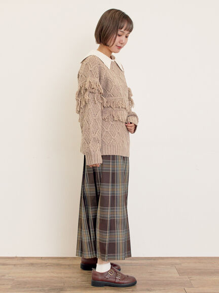 【Fluffy Wool Blend】フリンジ前後2WAYニット（オフホワイト/レッド/ベージュ）｜Samansa Mos2（サマンサ モスモス）通販