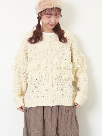 【Fluffy Wool Blend】フリンジ前後2WAYニット（オフホワイト/レッド/ベージュ）｜Samansa Mos2（サマンサ モスモス）通販