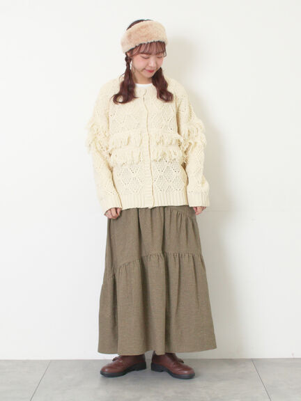 【Fluffy Wool Blend】フリンジ前後2WAYニット（オフホワイト/レッド/ベージュ）｜Samansa Mos2（サマンサ モスモス）通販